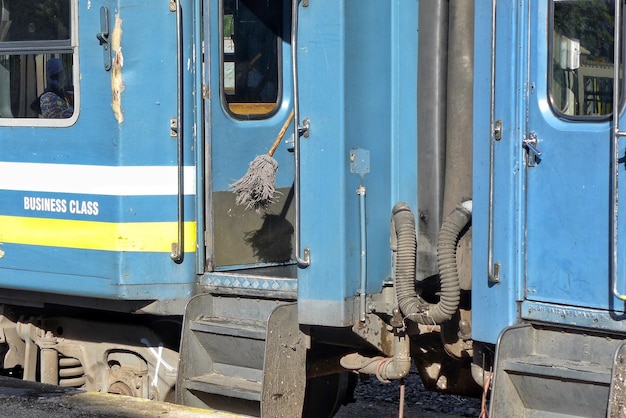 Photo broom at train doorway