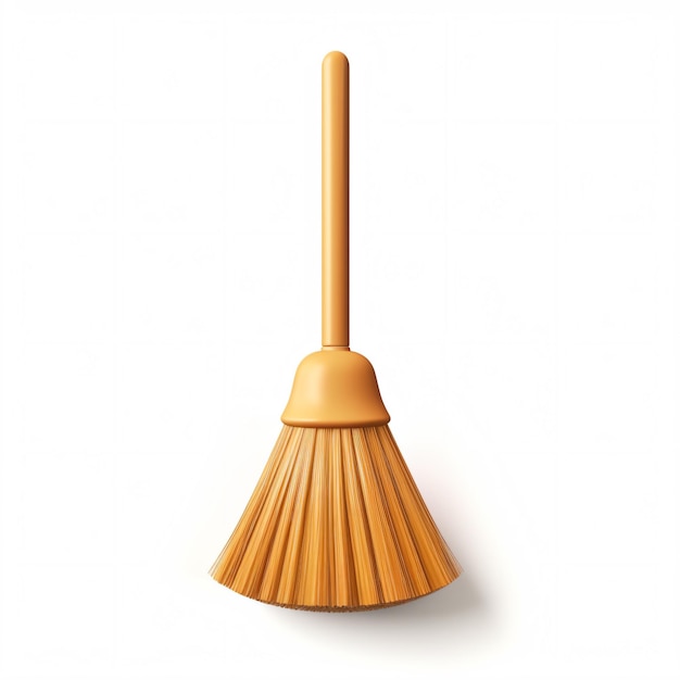a broom with a wooden handle on a white background