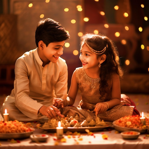 Brother and sister celebrating bhai dooj