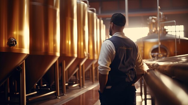 Foto brouwerijwerker in een moderne bierfabriek