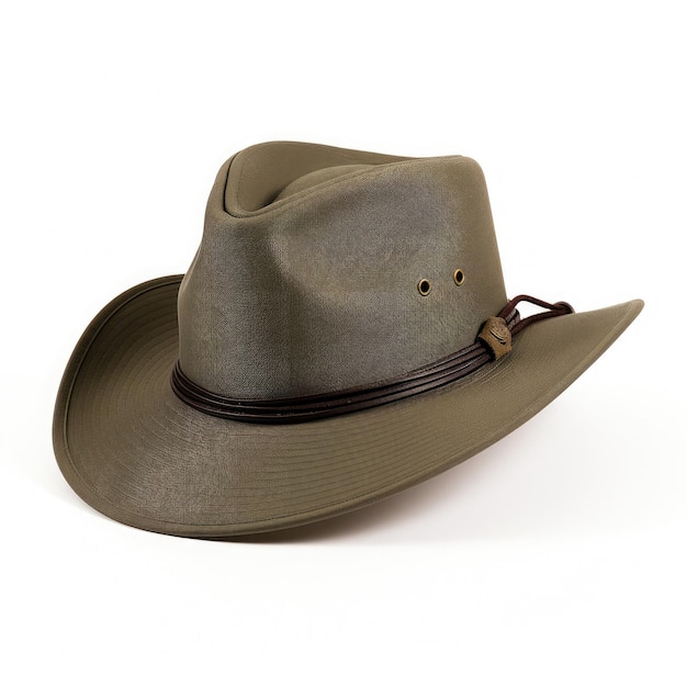 Brown adventure leather cowboy hat isolated on white background