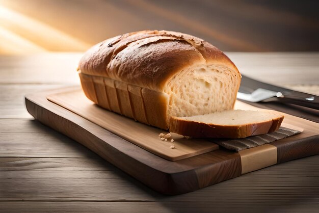 사진 테이블 위에 약간의 참깨와 밀가루를 얹은 갈색의 푹신한 빵