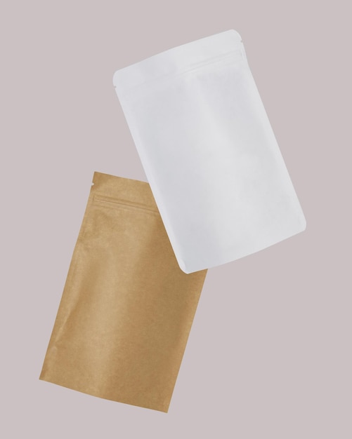 사진 차용 갈색 및 흰색 골판지 포장 차 커피 스낵용 브랜딩 및 포장 모형