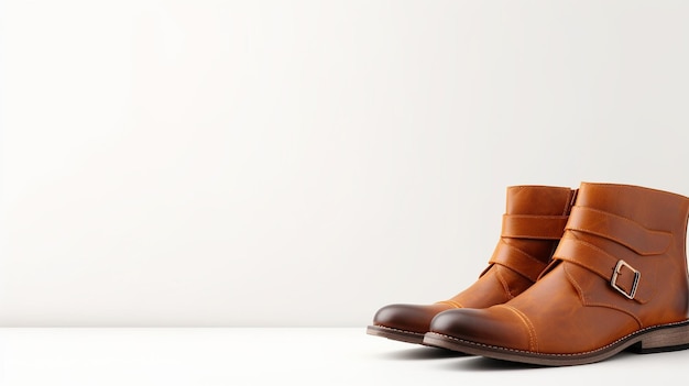 Brown Ankle Boots geïsoleerd op witte achtergrond met kopieerruimte voor reclame