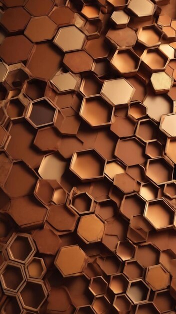 Brown background with some shades on it and a pattern of hexagons