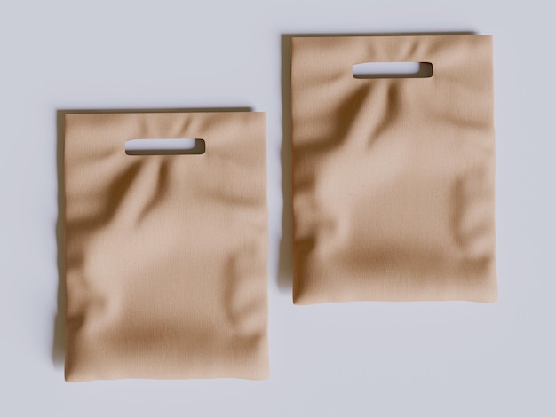 Brown Bakery Packaging Paper Bag Mockup 3D gerenderd op een grijze achtergrond
