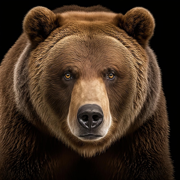 Brown Bear on a black background