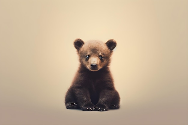 A brown bear cub with a brown background