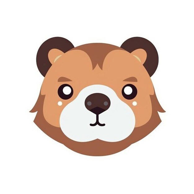 a brown bear face with a white nose and brown ears generative ai