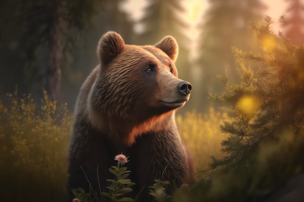 Brown bear in the forest