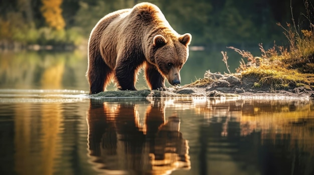 Brown bear grizzly at the watering hole