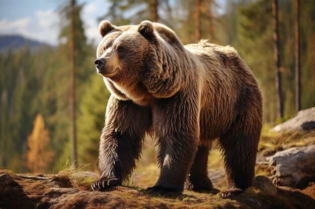 Фото Коричневый медведь в естественной среде обитания