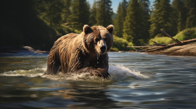 Photo brown bear in the river