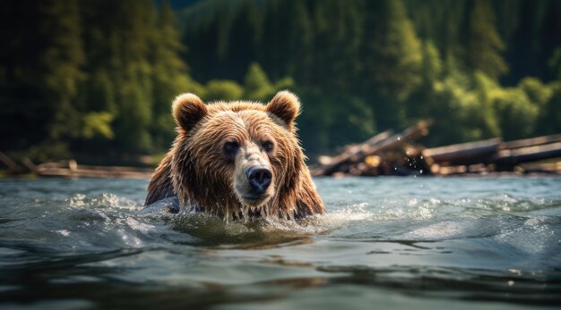 Photo brown bear in the river