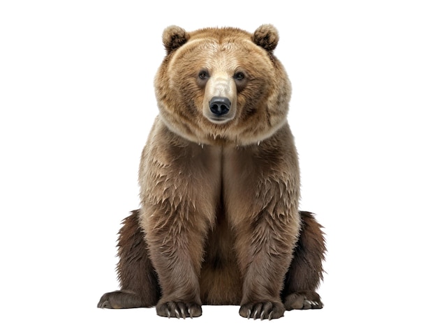 A brown bear sitting on a white background