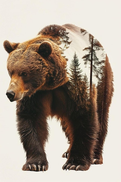 Photo a brown bear standing in front of a forest