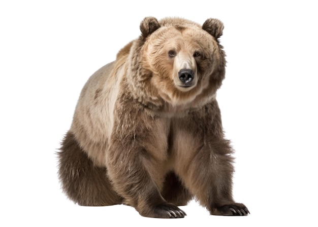 A brown bear with a white background