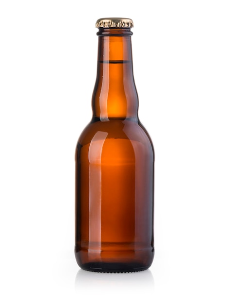 Photo brown beer bottle isolated on white