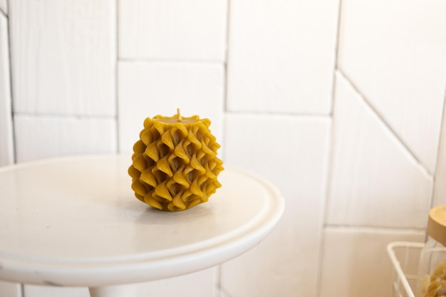 Brown beeswax candle natural candles