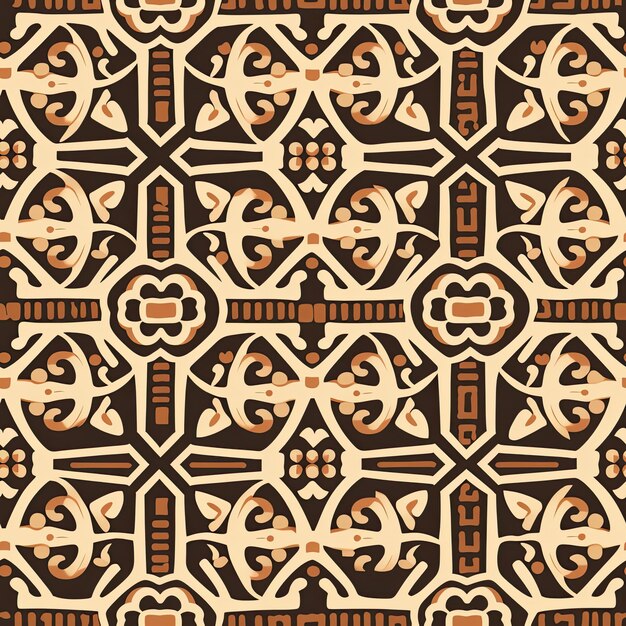 a brown and beige wallpaper with a design of a building in the background