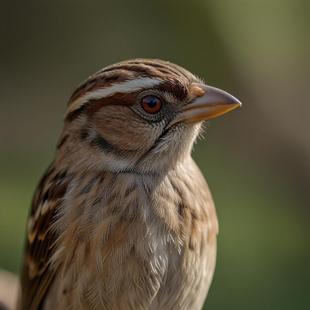 a brown bird with a white stripe on its head