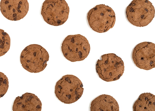 Brown biscuits isolated on white background.