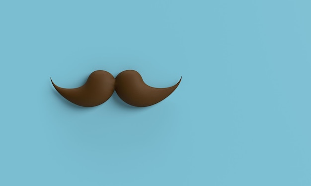 Photo brown black color moustache masculine blue background wallpaper copy space symbol decoration ornamen