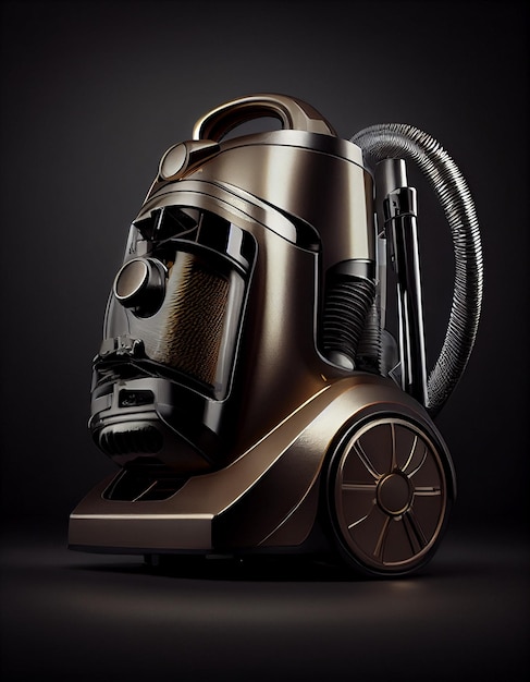 A brown and black vacuum cleaner with a large head that says'steam'on it