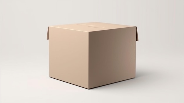 Brown Blank kartonnen doos mockup op witte achtergrond Generatieve AI