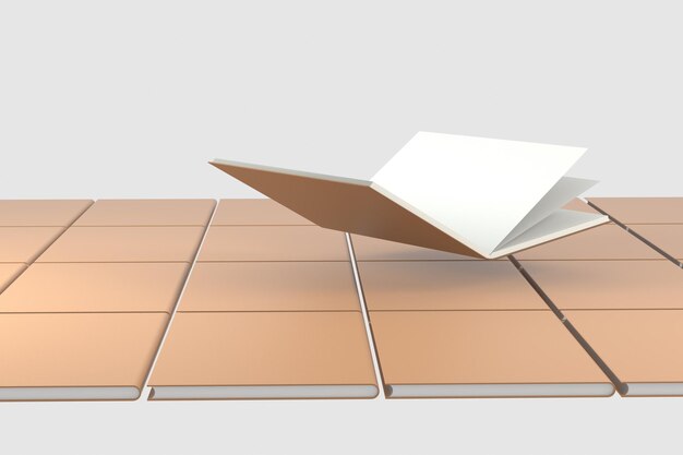 The brown blank opening notebook background 3d rendering