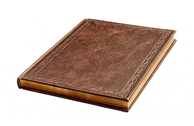 Brown book with gold pages  isolated