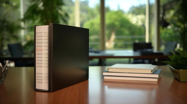 A Brown Book on a Wooden Table