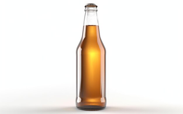 Brown bottle of beer with a gold cap isolated on a white background alcohol beer mockup ai generated