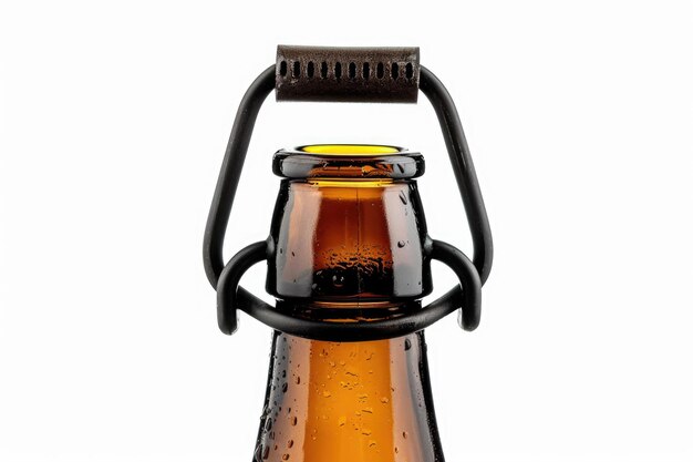 Brown bottle handle carrier isolated on white background