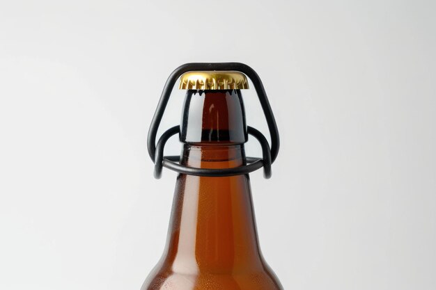 Brown bottle handle carrier isolated on white background