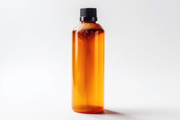 Brown Bottle Shampoo On White Background Mock Up Generative AI