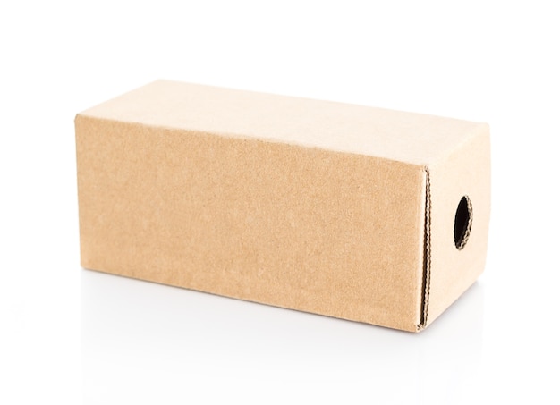 Brown box closed on  white background