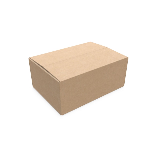 A brown box with the lid closed on a white background