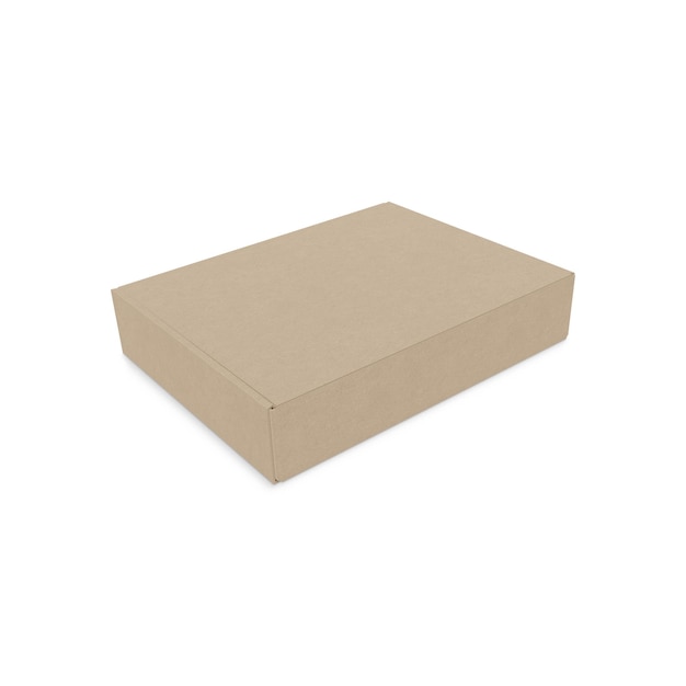 A brown box with the lid closed on a white background