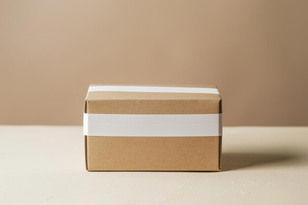 Photo brown box with white stripe mockup