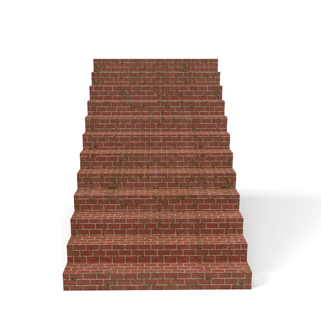 Photo brown brick stari 3d render isolated in white background