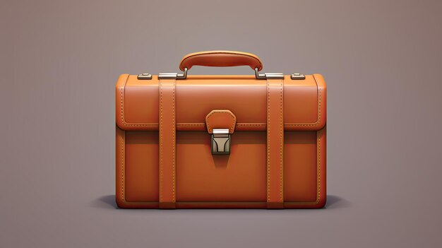 a brown briefcase with a handle on a gray background.