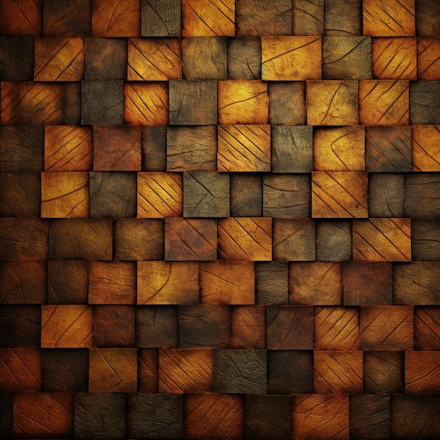 A brown and brown floor with wooden squares.