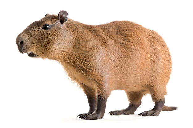 A brown capybara with a white background