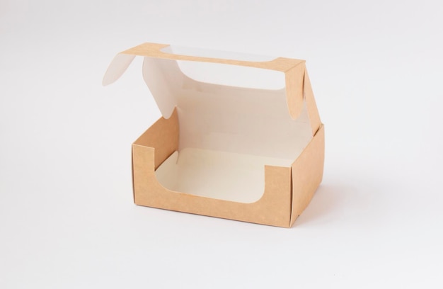 Brown cardboard box food cake box on white background