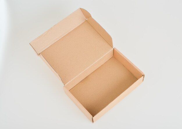 Brown cardboard box isolated on a white background