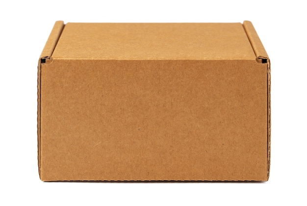 Brown cardboard box isolated on white background