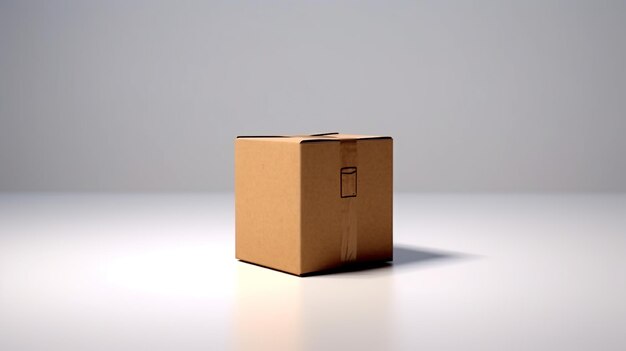 brown cardboard box on white background with shadow