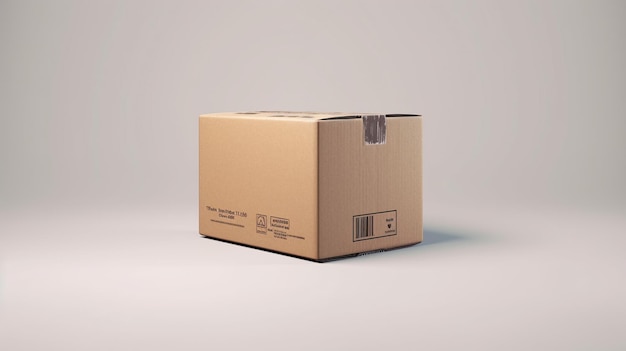 brown cardboard box on white background with shadow