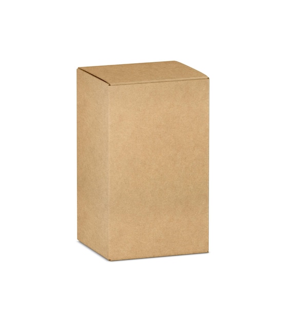 A brown cardboard box with the lid closed.